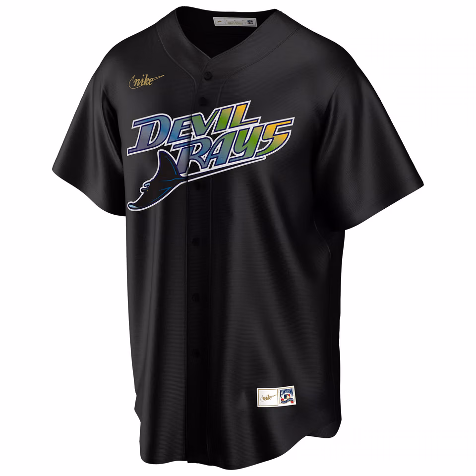 Tampa Bay Devil Rays Cooperstown Collection Nike MLB Jersey Black view 1