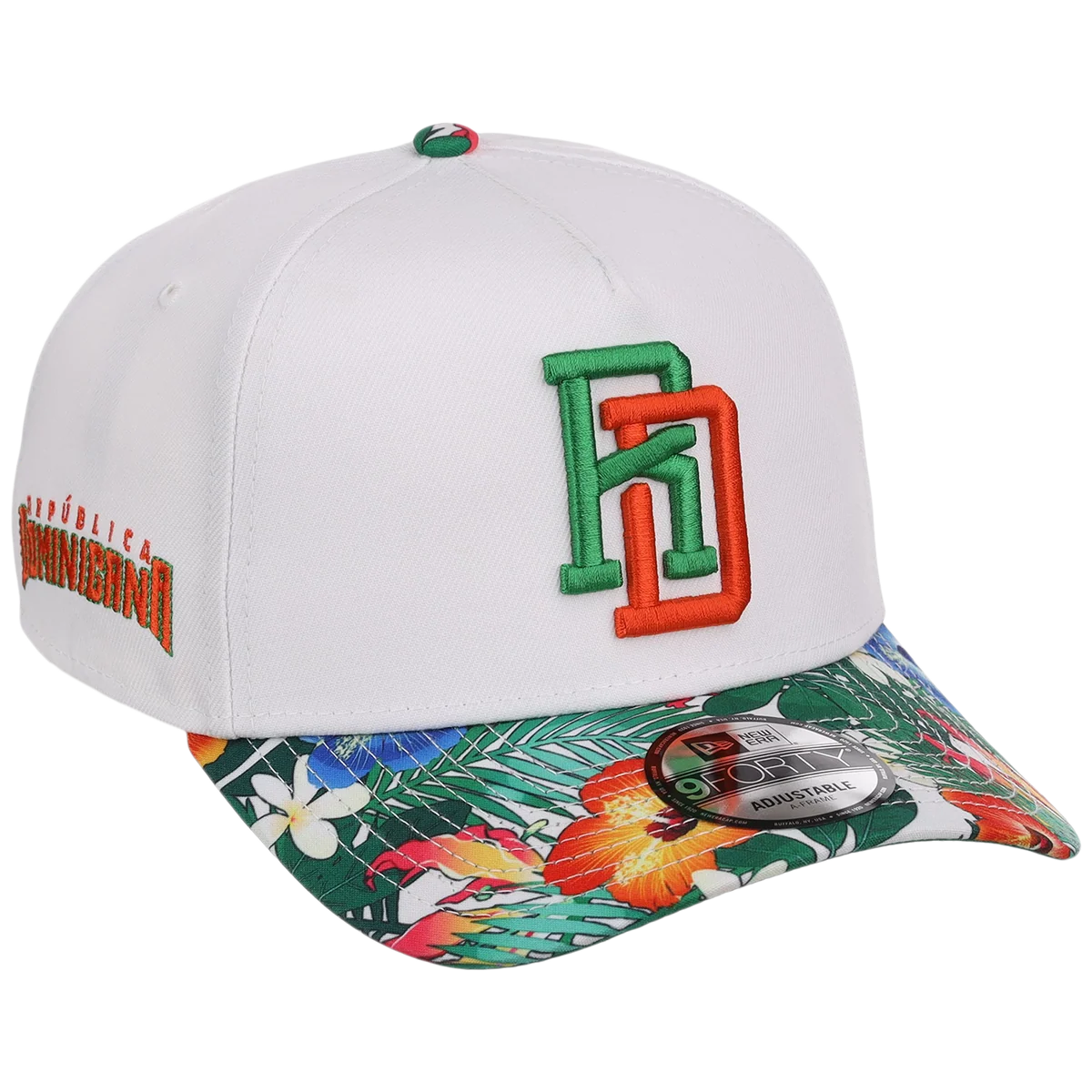 Dominican Republic Crown the Country: Dominican Republic New Era (White/Floral) front view