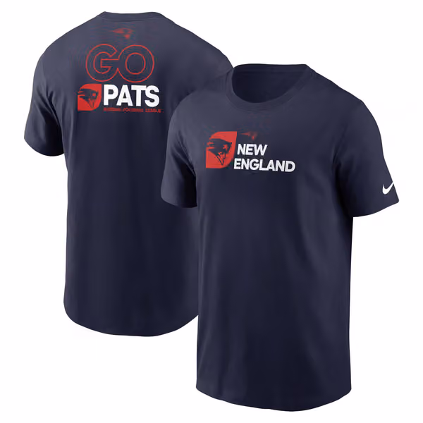 New England Patriots Team Slogan Nike Essential NFL T-Shirt Navy view 1