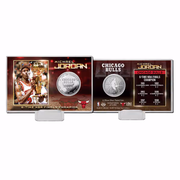 Michael Jordan 6-Time NBA Champion Chicago Bulls Silver Coin Card view 1