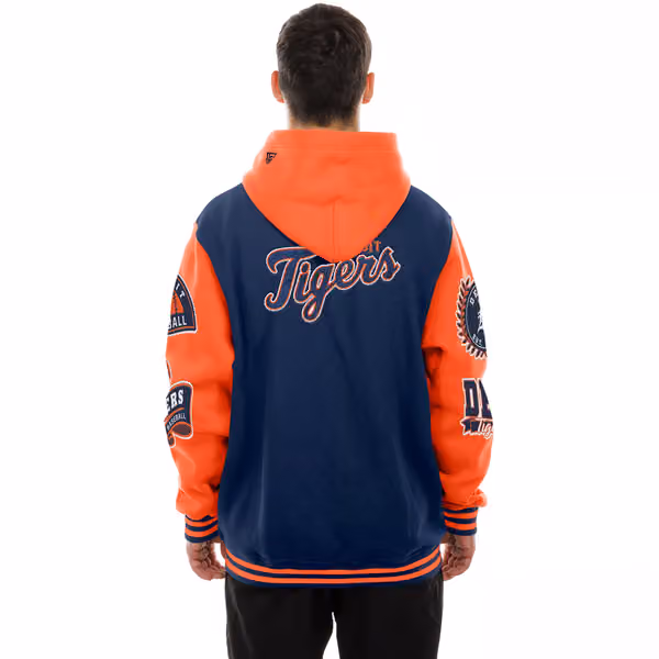 Detroit Tigers Full Snap Patch Jacket Navy/Orange view 2