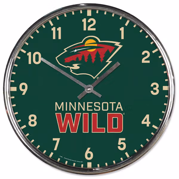 Minnesota Wild Chrome NHL Team Design Wall Clock view 1
