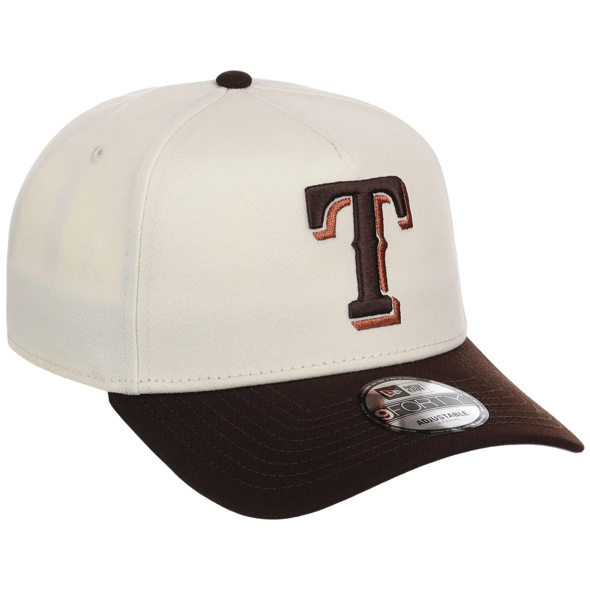 Texas Rangers MLB Chrome x Burnt Wood FASHION CORE New Era 9FORTY A-Frame front view