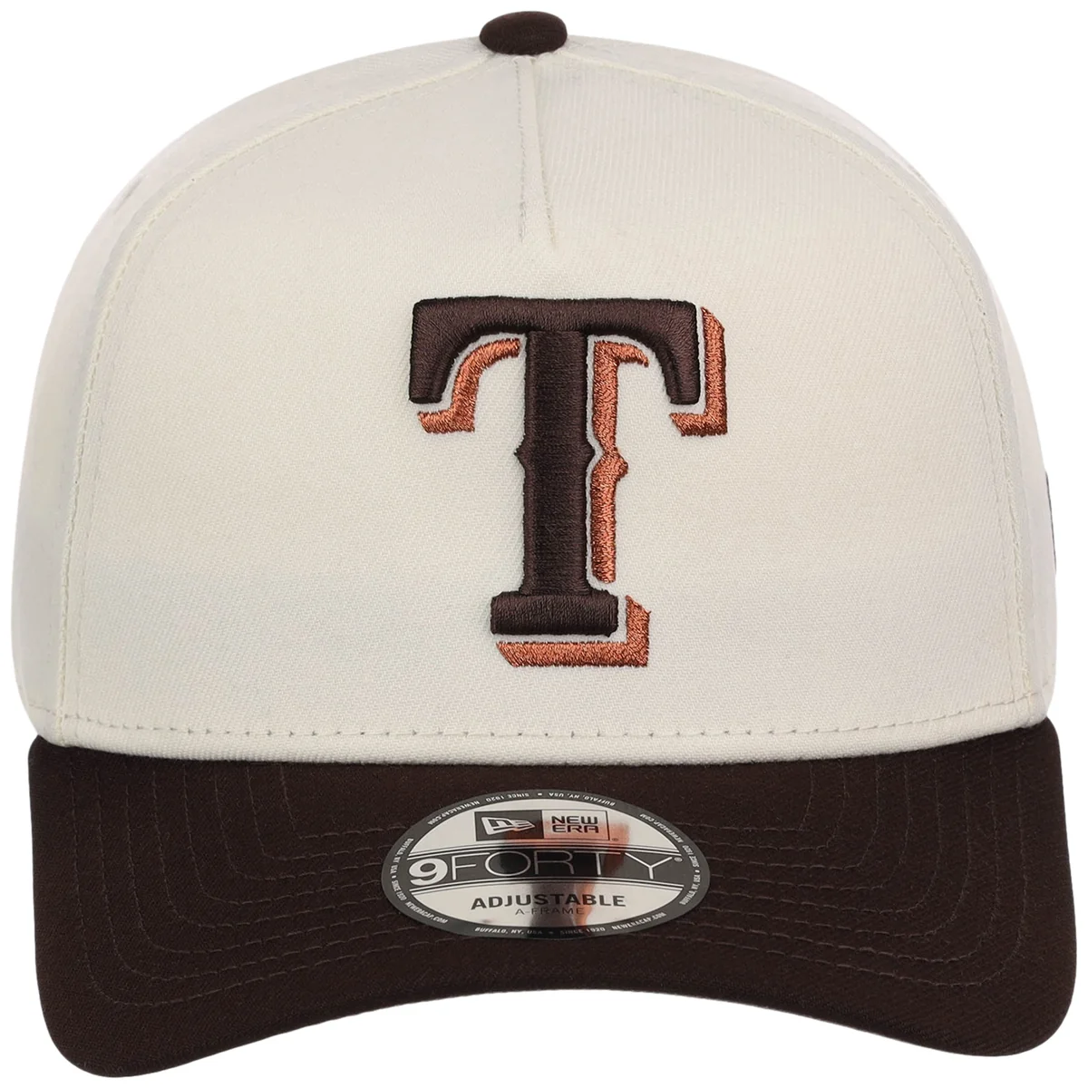 Texas Rangers MLB Chrome x Burnt Wood FASHION CORE New Era 9FORTY A-Frame detail view