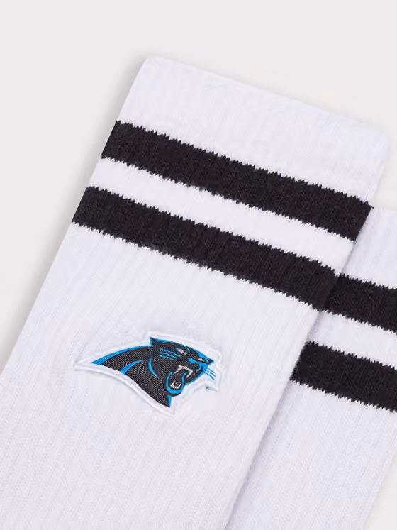 Carolina Panthers L&L '90 Classics NFL Crew Socks White view 2
