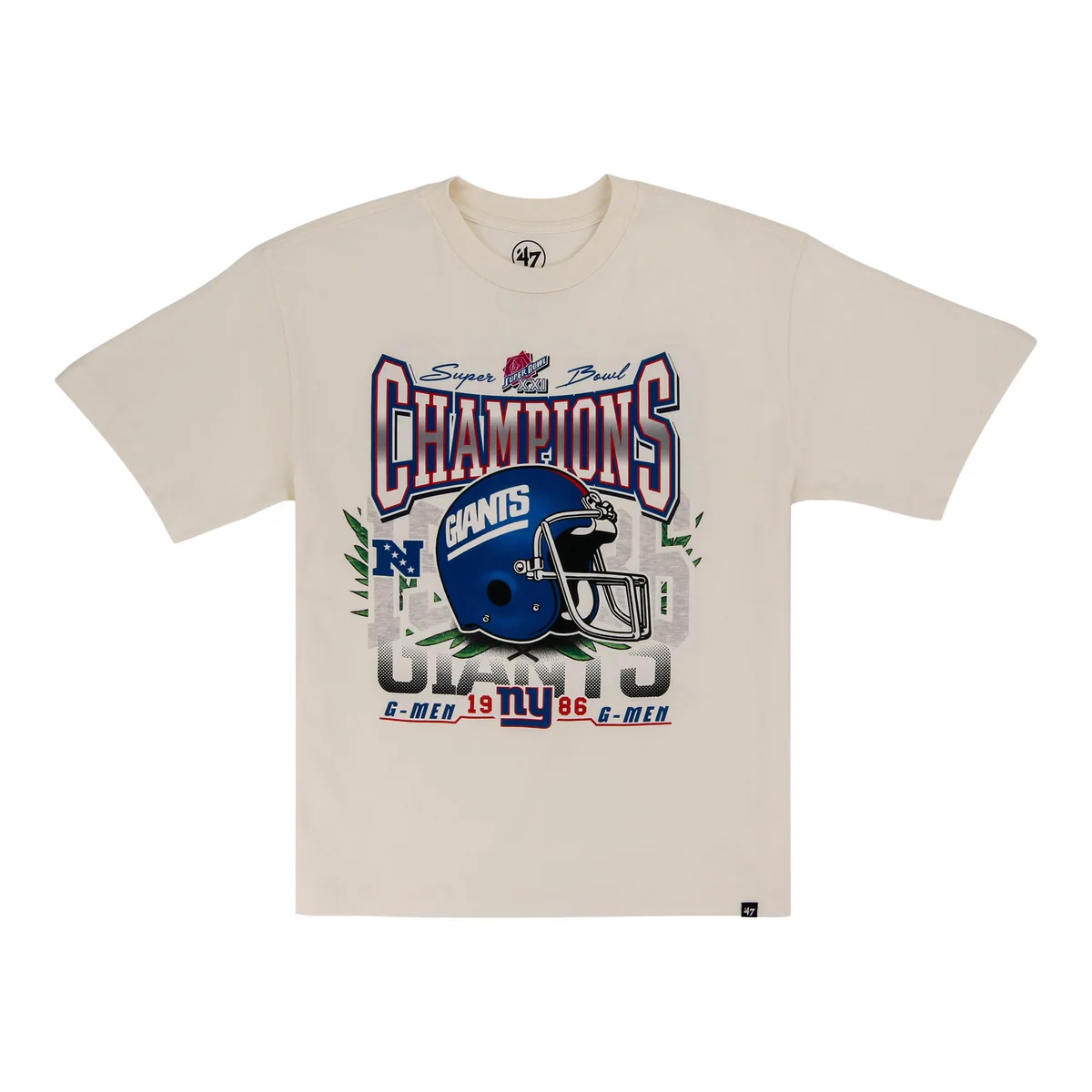 New York Giants 1986 Champs Off-White '47 T-Shirt front view