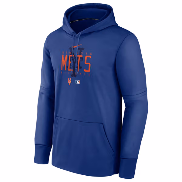 New York Mets 2023 MLB Authentic Pregame Nike Therma Hoodie view 1