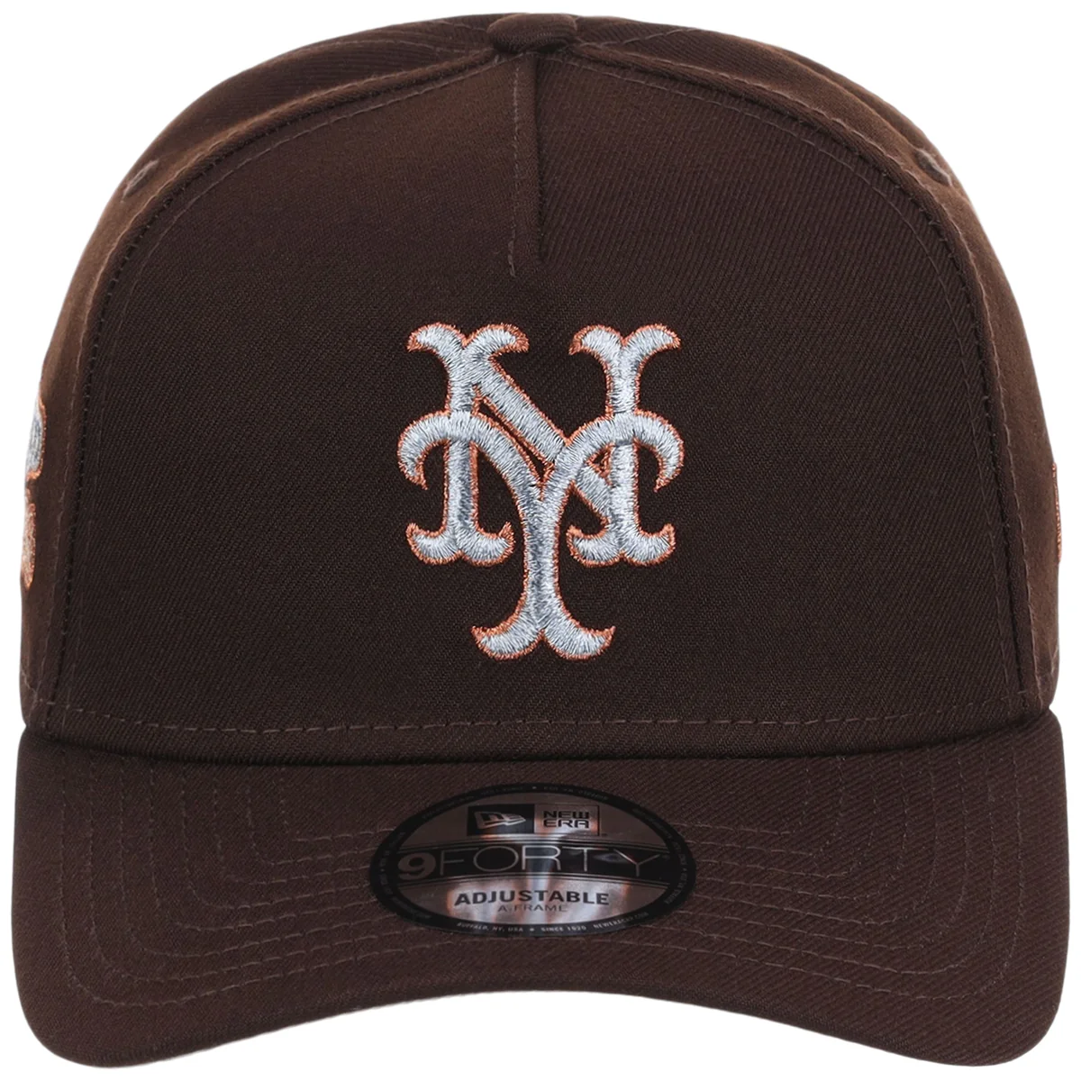 New York Mets MLB Frosted Bark New Era 9FORTY A-Frame detail view