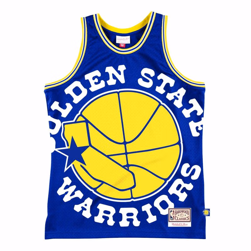 Golden State Warriors Big Face 2.0 Mitchell & Ness NBA Jersey Blue view 1