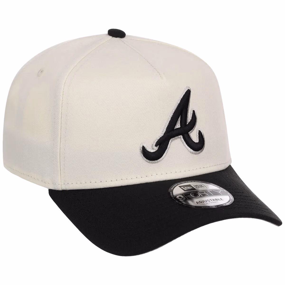 Atlanta Braves MLB Chrome x Black FASHION CORE New Era 9FORTY A-Frame front view