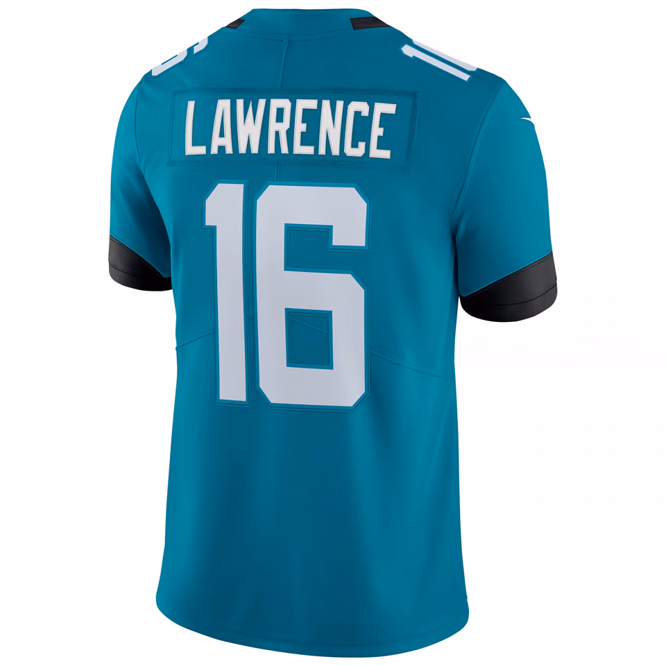 Trevor Lawrence #16 Jacksonville Jaguars Nike Vapor Limited NFL Jersey Alternate Teal view 3