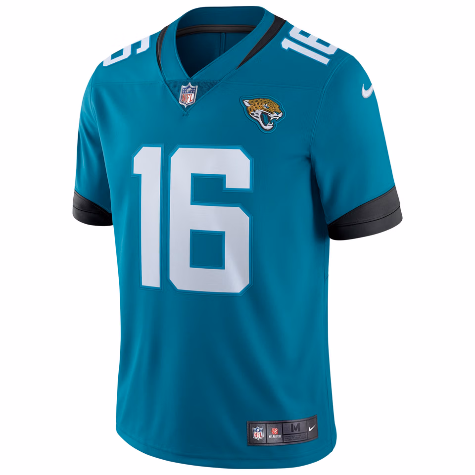 Trevor Lawrence #16 Jacksonville Jaguars Nike Vapor Limited NFL Jersey Alternate Teal view 2