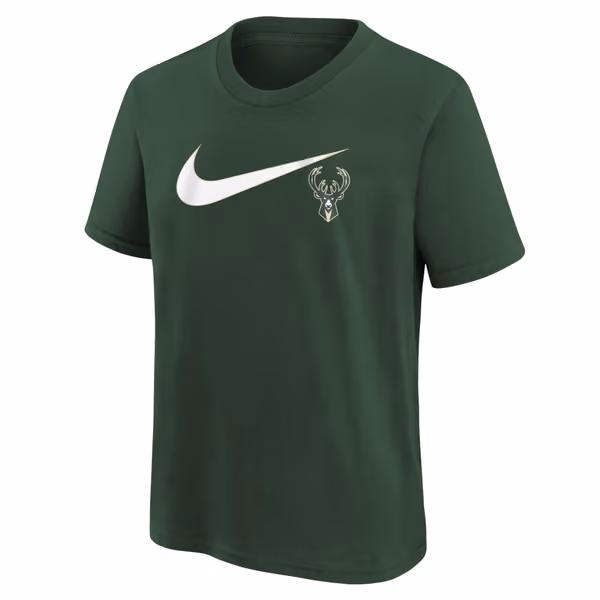 Milwaukee Bucks Nike Swoosh Logo NBA T-Shirt Green (YOUTH) view 2
