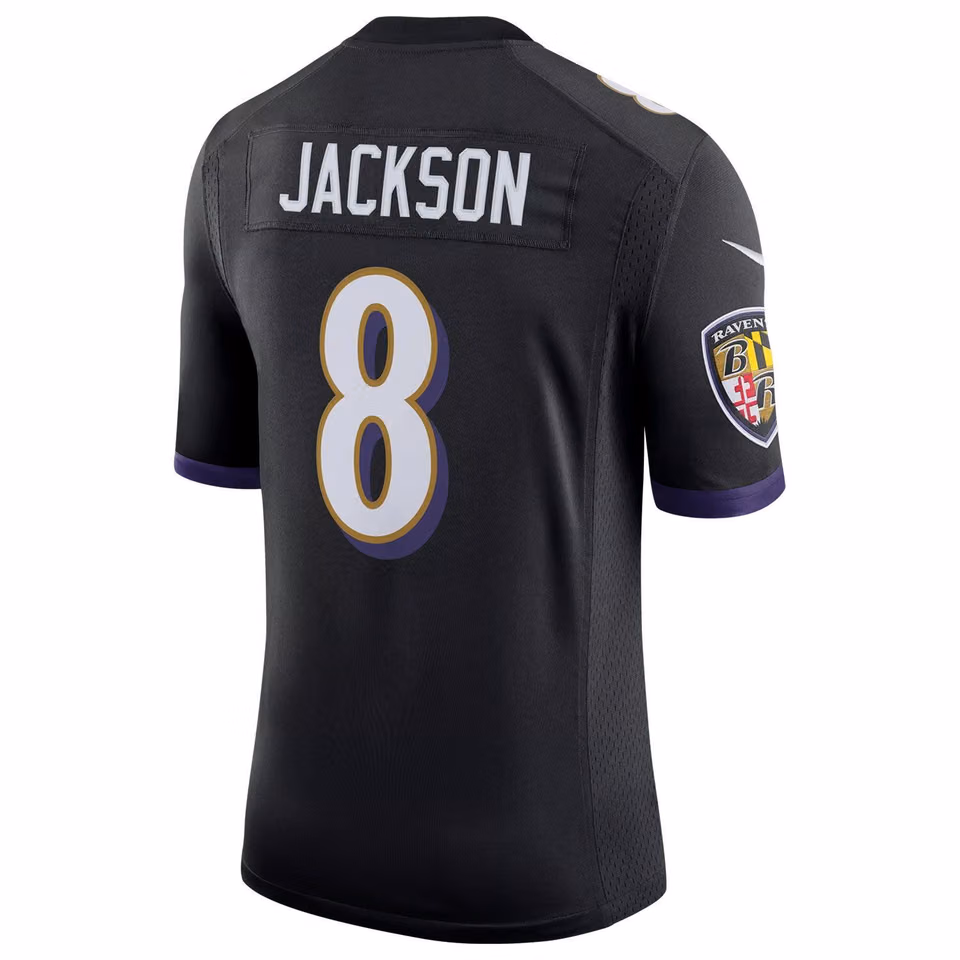 Lamar Jackson #8 Baltimore Ravens Nike Game NFL Football Jersey Black view 3