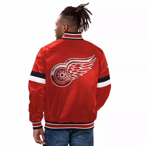 Detroit Red Wings Home Game NHL Varsity Satin Jacket view 1