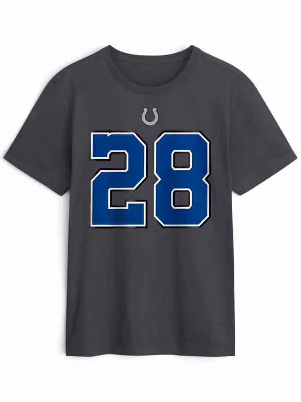 Jonathan Taylor #28 Indianapolis Colts 2026 NFL Rivalries Player T-Shirt Anthracite view 2