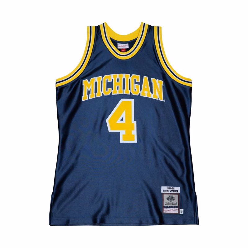 Chris Webber #4 Michigan Wolverines 1991-92 Authentic NCAA Jersey Navy view 1