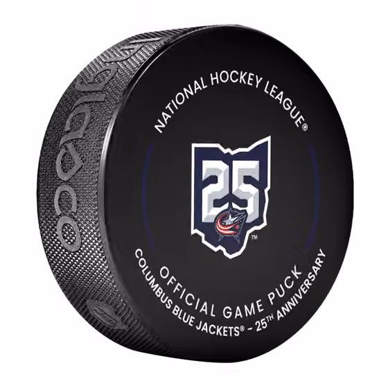 Columbus Blue Jackets 25th Anniversary 2025-26 NHL Official Game Puck view 4