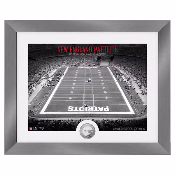 New England Patriots Art Deco Stadium Silver Coin Framed NFL Photo view 1