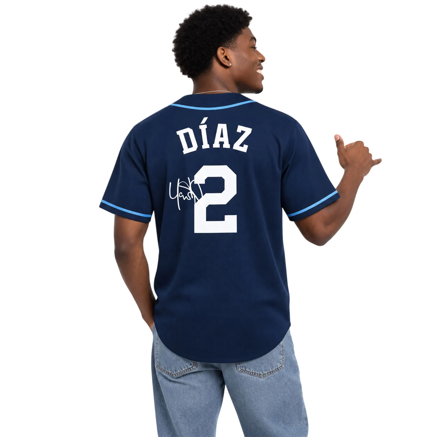 Tampa Bay Rays Yandy Diaz Navy Jersey Bold Wear