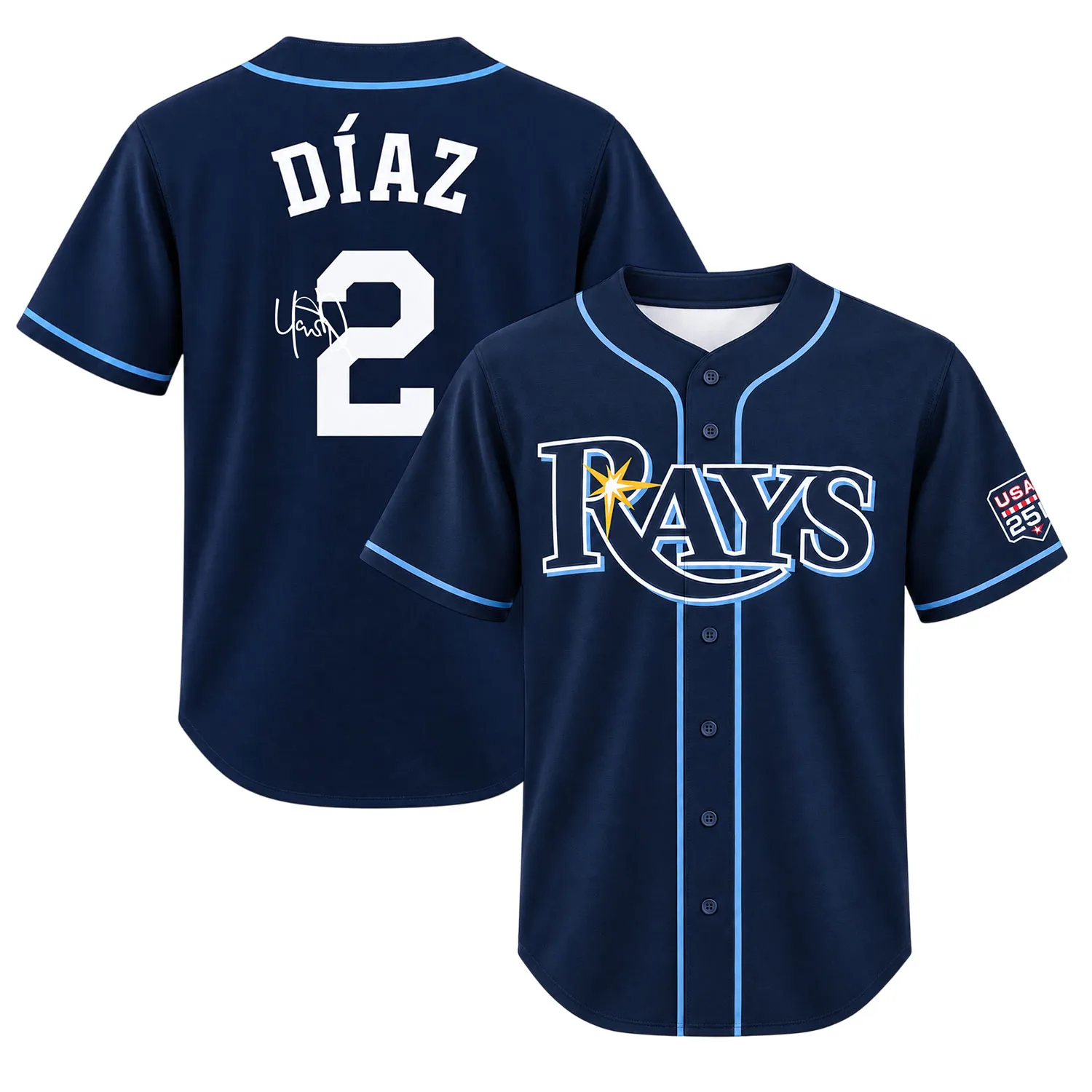 Tampa Bay Rays Yandy Diaz Navy Jersey Bold Wear