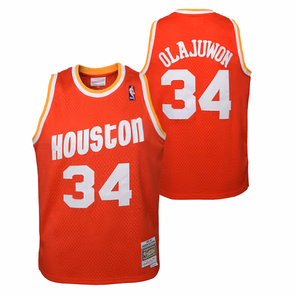 Hakeem Olajuwon #34 Houston Rockets 1993-94 Youth Swingman NBA Jersey Red (YOUTH) view 1