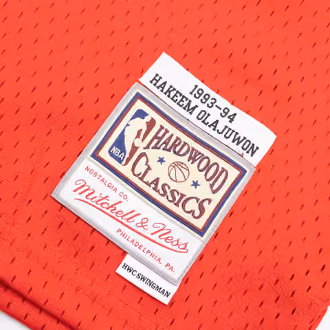 Hakeem Olajuwon #34 Houston Rockets 1993-94 Youth Swingman NBA Jersey Red (YOUTH) view 4