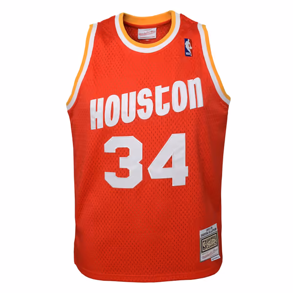 Hakeem Olajuwon #34 Houston Rockets 1993-94 Youth Swingman NBA Jersey Red (YOUTH) view 2