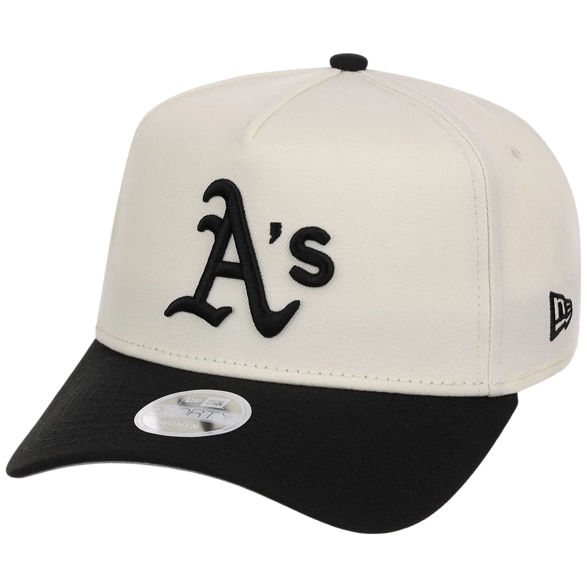 Oakland Athletics Women's New Era 9FORTY Chrome x Black A-Frame detail view