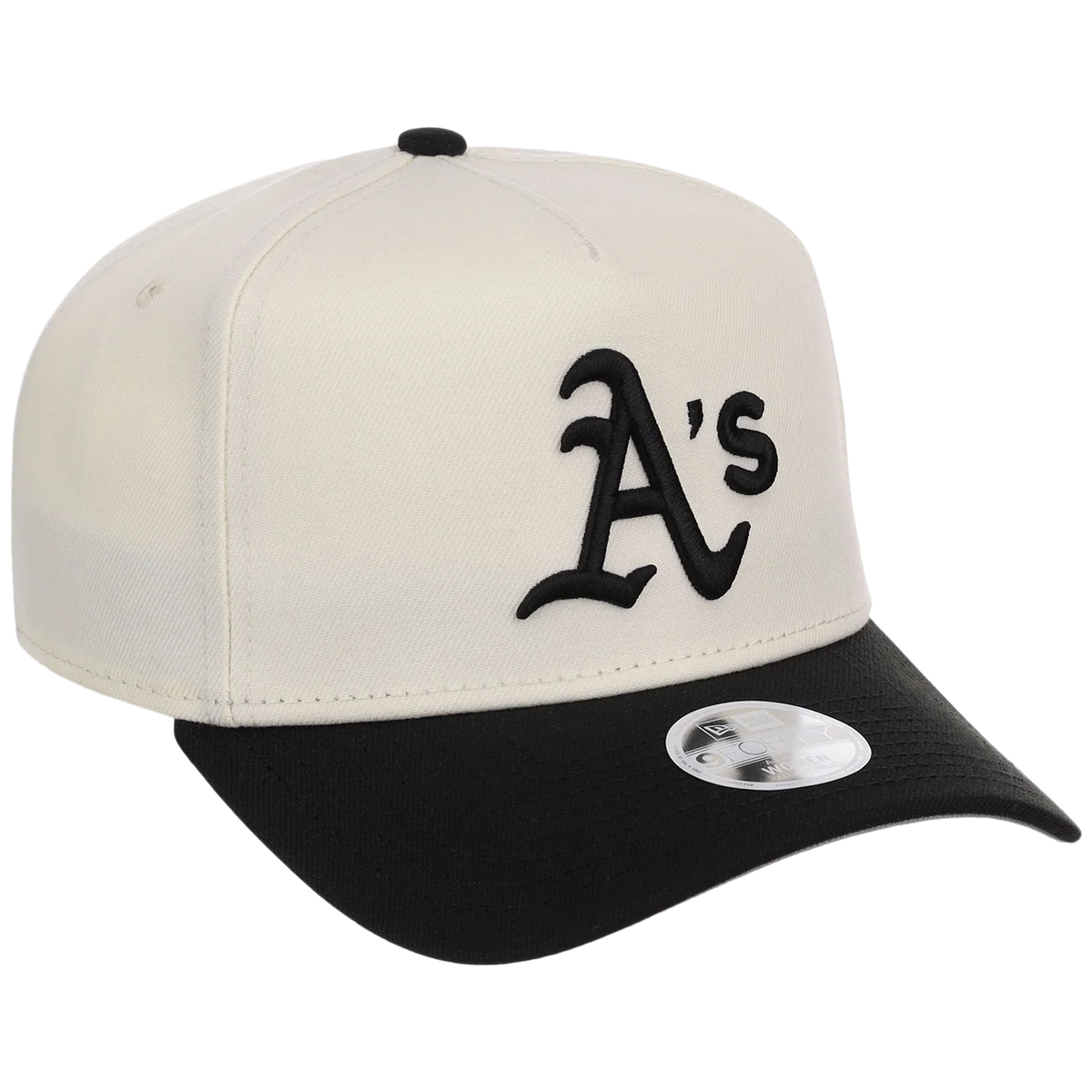 Oakland Athletics Women's New Era 9FORTY Chrome x Black A-Frame front view