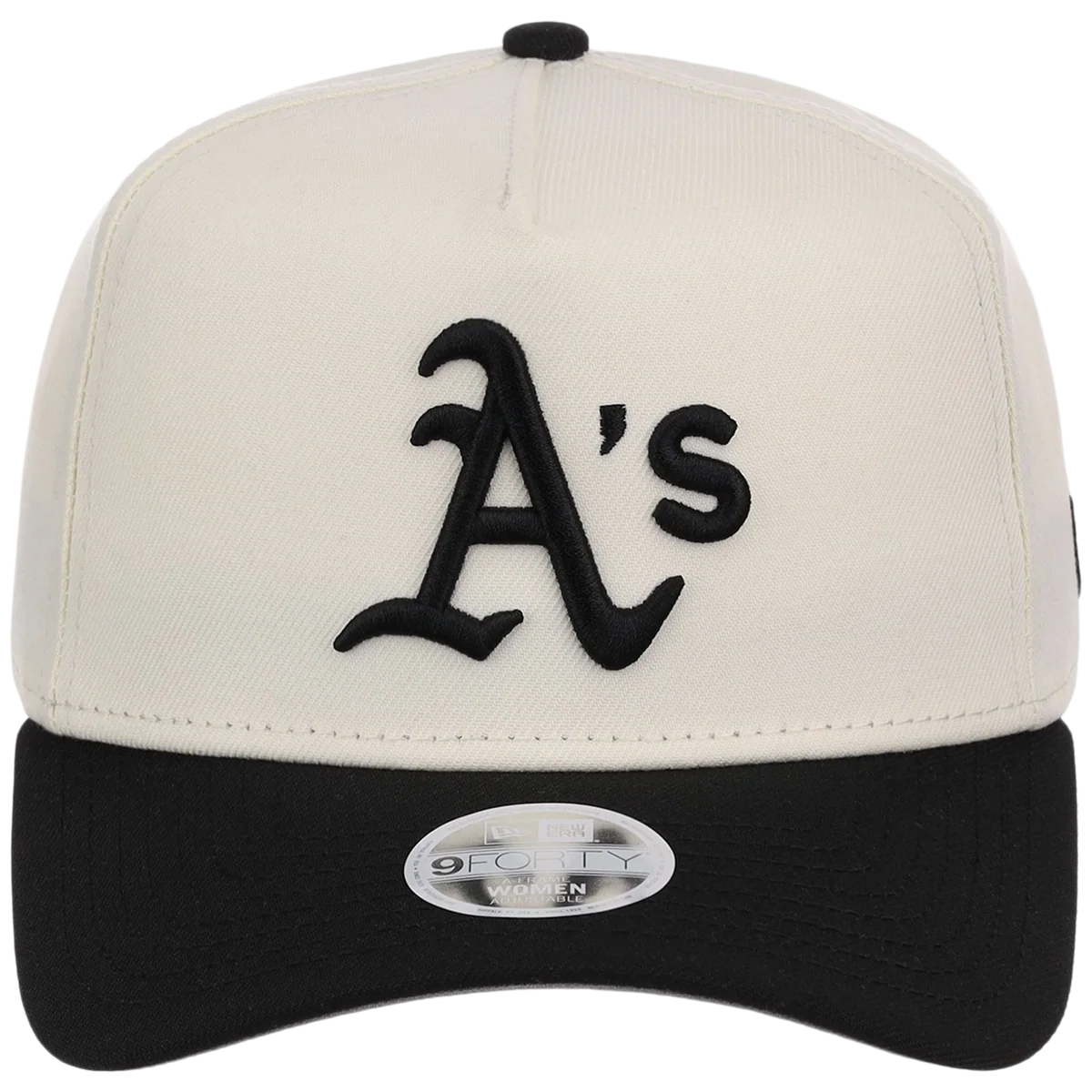 Oakland Athletics Women's New Era 9FORTY Chrome x Black A-Frame detail view