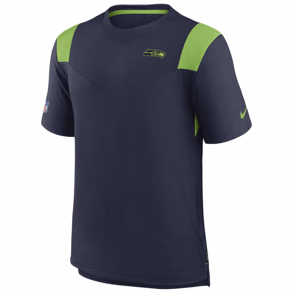 Seattle Seahawks 2022 NFL Sideline Nike Performance Player Top Navy view 2