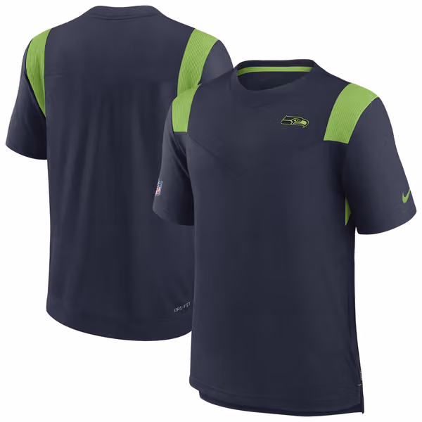 Seattle Seahawks 2022 NFL Sideline Nike Performance Player Top Navy view 1