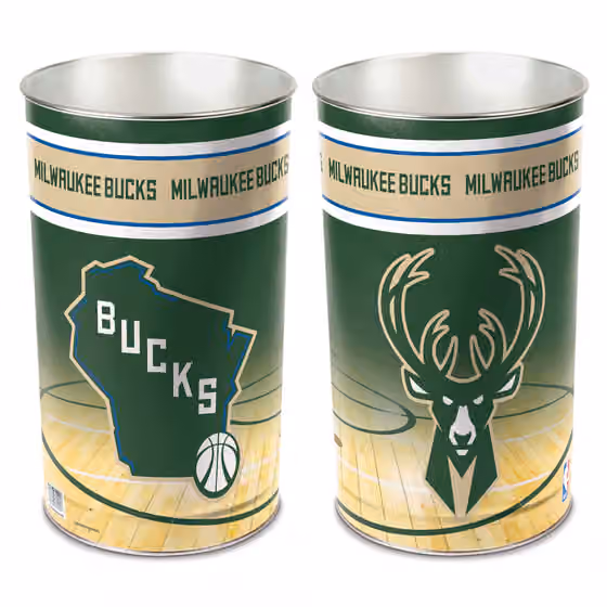 Milwaukee Bucks NBA Metal Wastebasket view 1