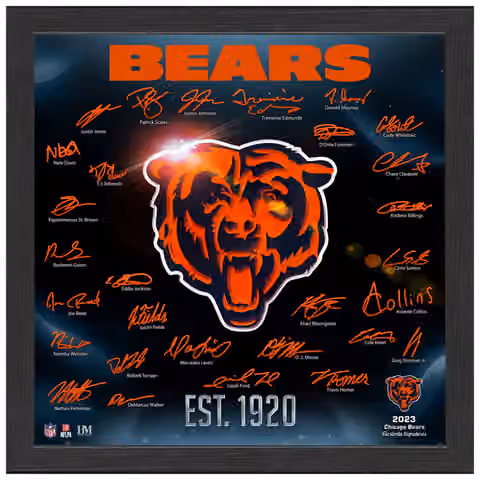 Chicago Bears 2023/24 Signature Team Logo Framed NFL Photo view 1