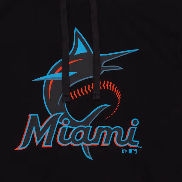 Miami Marlins Team Logo MLB Hoodie Black view 3