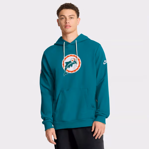 Miami Dolphins 2025 NFL Sideline Nike Vintage Alternate Hoodie Aqua view 2