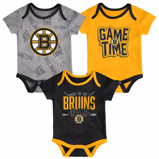 Boston Bruins Game Time NHL Baby Bodysuit Set (3-Piece) view 1