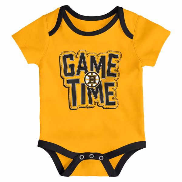 Boston Bruins Game Time NHL Baby Bodysuit Set (3-Piece) view 3