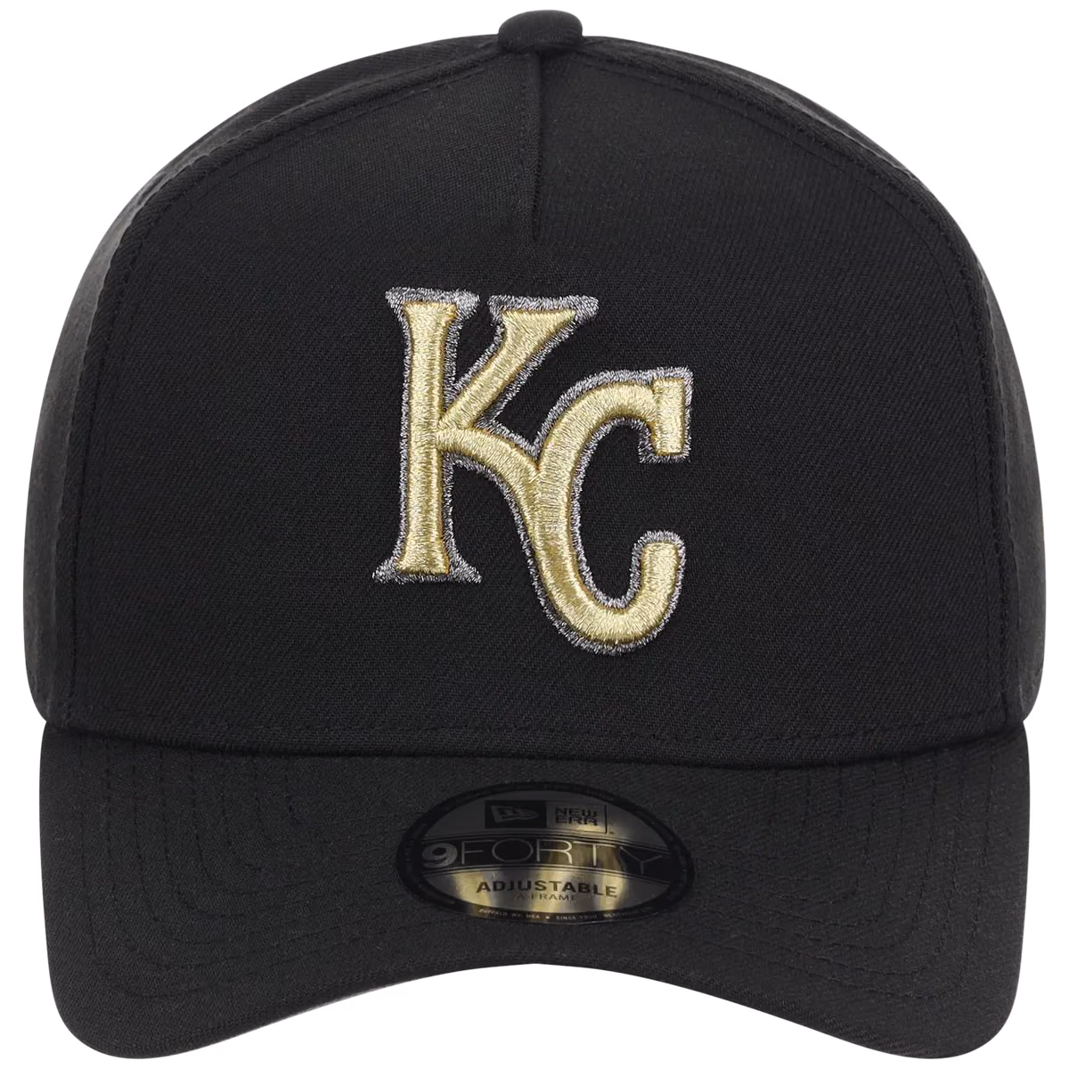 Kansas City Royals MLB Black x Gold FASHION CORE New Era 9FORTY A-Frame detail view