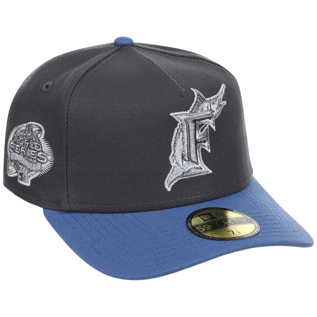Miami Marlins MLB Indigo Steel New Era 59FORTY front view