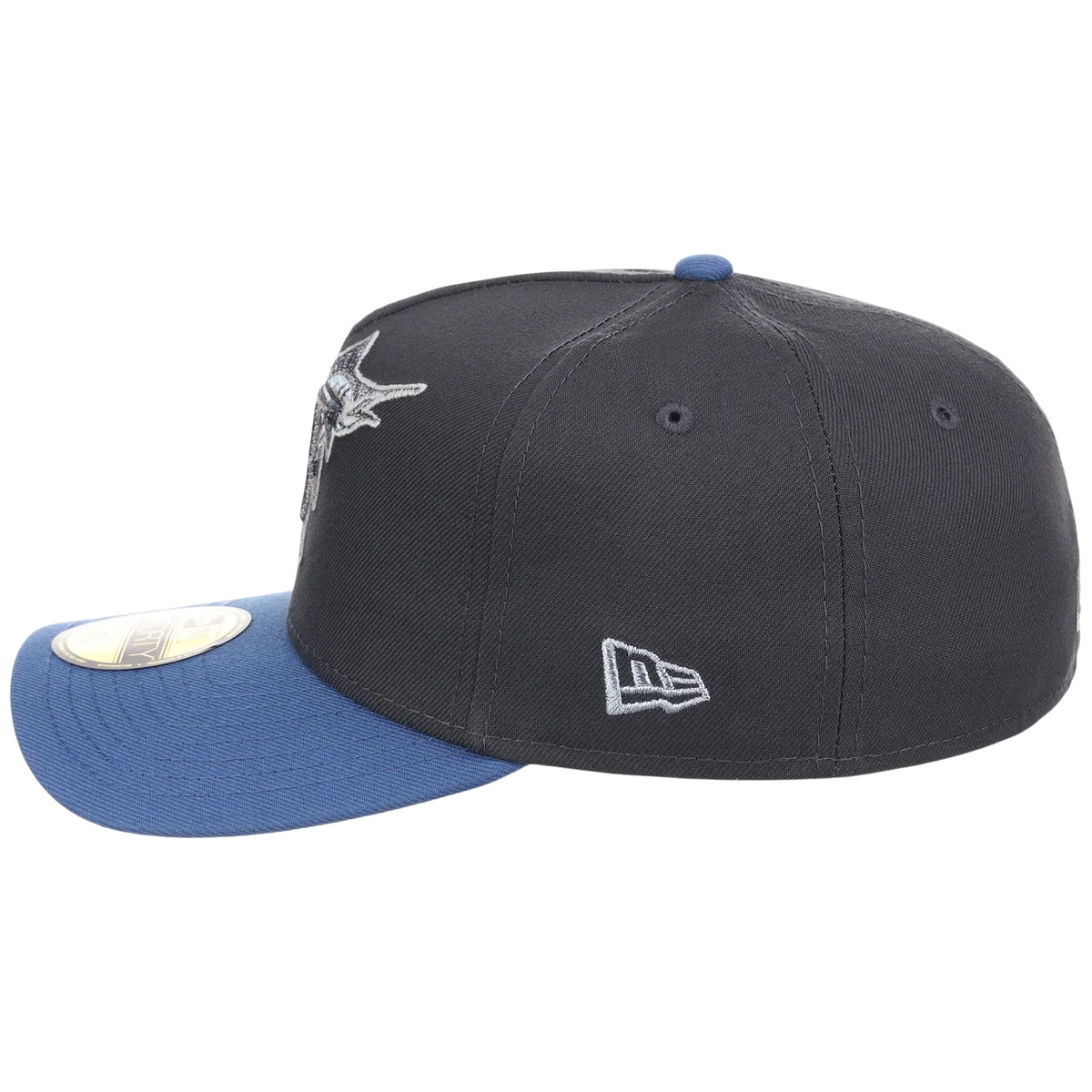 Miami Marlins MLB Indigo Steel New Era 59FORTY detail view