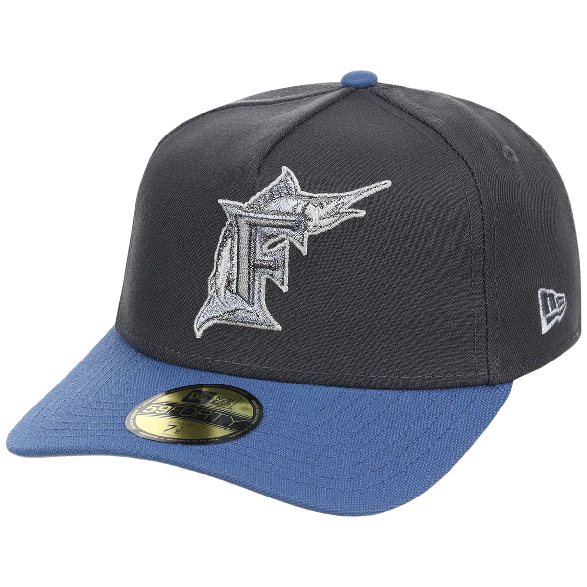 Miami Marlins MLB Indigo Steel New Era 59FORTY detail view