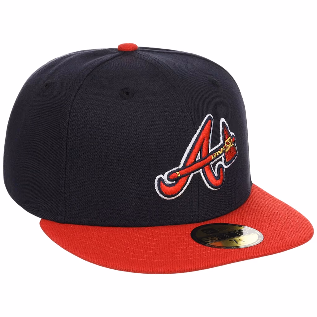 Atlanta Braves MLB Cooperstown Authentic Collection New Era 59FIFTY (Navy/Red) front view