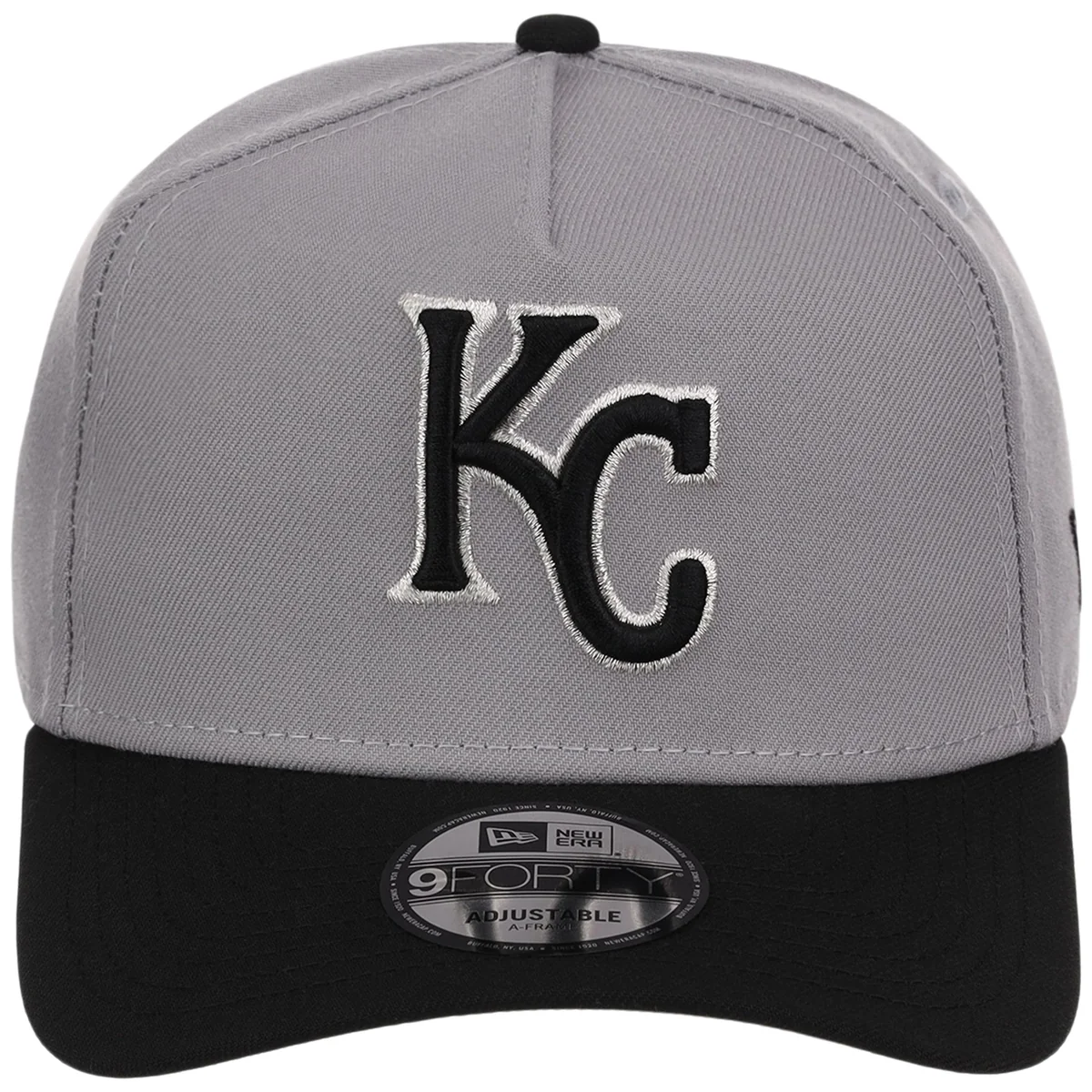 Kansas City Royals MLB Gray x Black FASHION CORE New Era 9FORTY A-Frame detail view