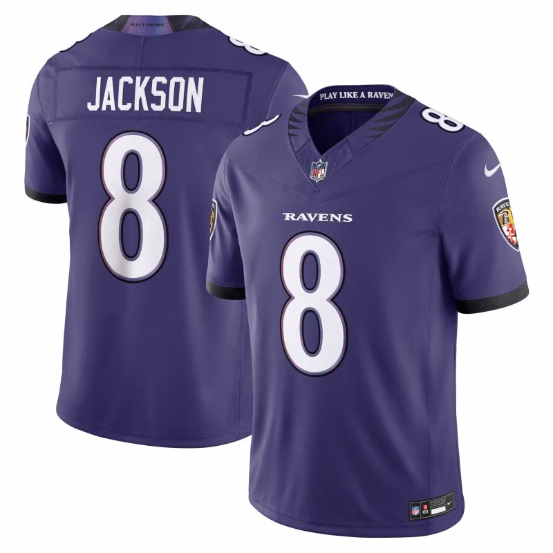 Lamar Jackson #8 Baltimore Ravens 2026 Stitched Limited NFL Jersey Purple view 1