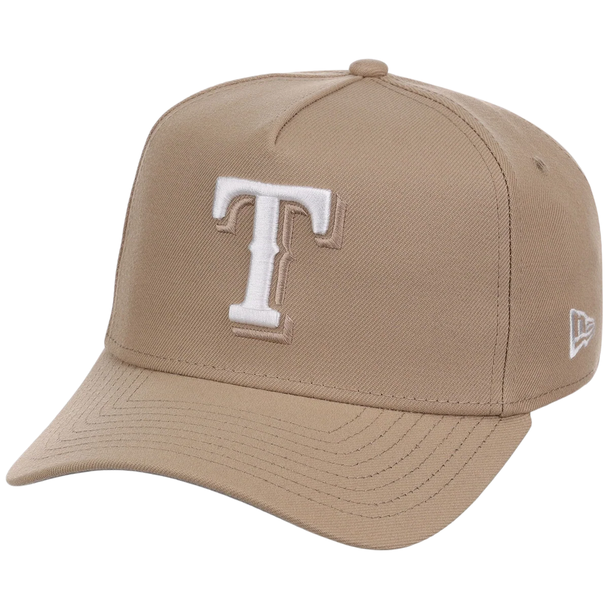 Texas Rangers Women's New Era 9FORTY Camel A-Frame detail view