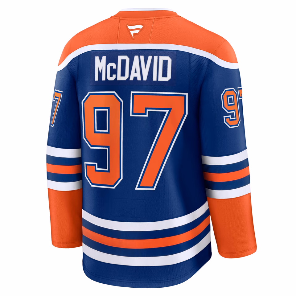 Connor McDavid #97 Edmonton Oilers Premium NHL Jersey Home Blue view 3