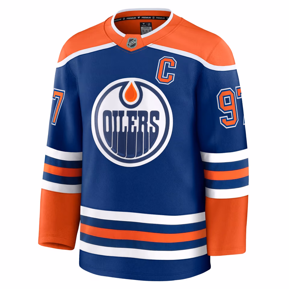 Connor McDavid #97 Edmonton Oilers Premium NHL Jersey Home Blue view 2