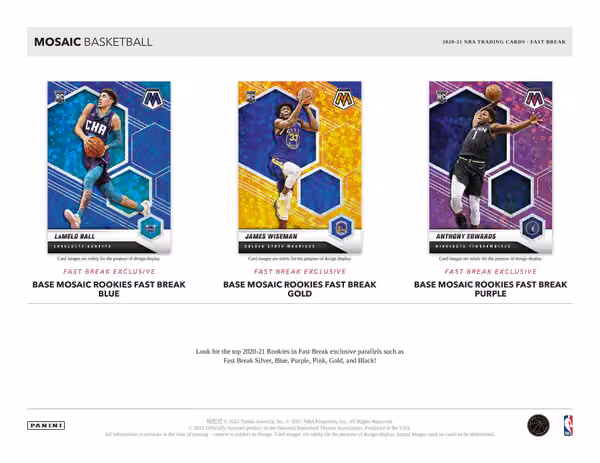 2020/21 Panini Mosaic Fast Break Basketball Hobby Box NBA view 3